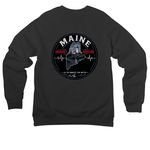 Maine Trauma Day 2026, a Black Premium Raglan Crewneck Sweatshirt (back-view)