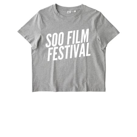 SOO FILM FESTIVAL logo, a Cool Heather Grey Stanley/Stella Women?s Stella Muser Tee