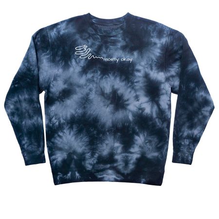 Mostly Okay Squiggles, a Black Tie Dye Crewneck Sweatshirt