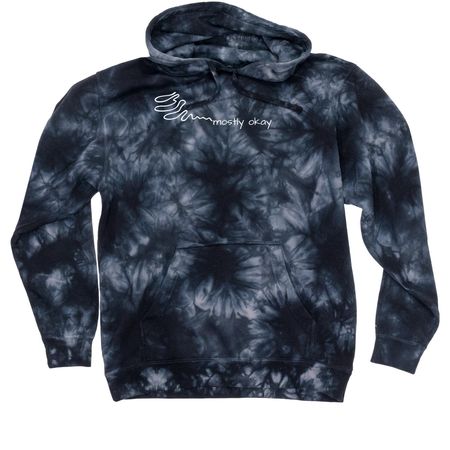Mostly Okay Squiggles, a Black Tie Dyed Pullover Hoodie