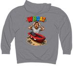 "W Boat", a Gunmetal Heather Midweight Pullover Hoodie (back-view)