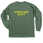 GPK-Scrapyard Scott, a Military Green Classic Long Sleeve Tee (back-view)