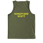 GPK-Scrapyard Scott, a Olive You Green Allmade Eco Triblend Tank (back-view)
