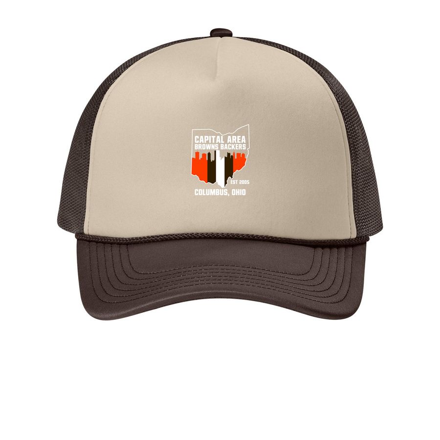 Classic CABB Logo Hat, a Stone/ Coffee Bean Printed Foam Trucker Hat