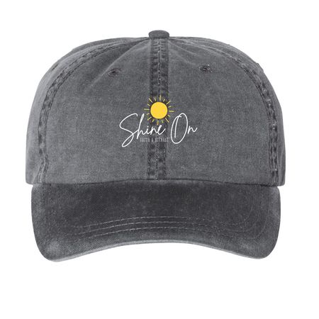 Shine On Cap, a Black Printed Pigment Dye Baseball Cap