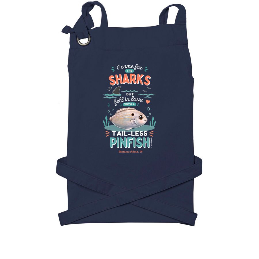 Tail-less Pinfish Aprons, a Navy Cotton Canvas Pocket Apron