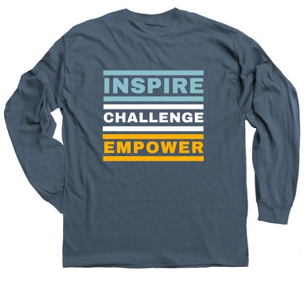 Logo/INSPIRE - CHALLENGE - EMPOWER, a Indigo Classic Long Sleeve Tee