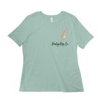 Vintage PAO Pelvis Tee, a Dusty Blue Women?s Relaxed Cotton Tee (back-view)