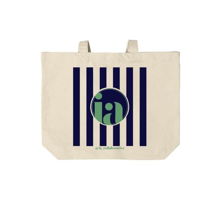 Navy Stripe Tote, a Natural Cotton Canvas Tote Bag