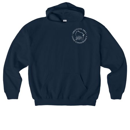 On the Trail, a French Navy Stanley/Stella Cooper Dry Pullover Hoodie