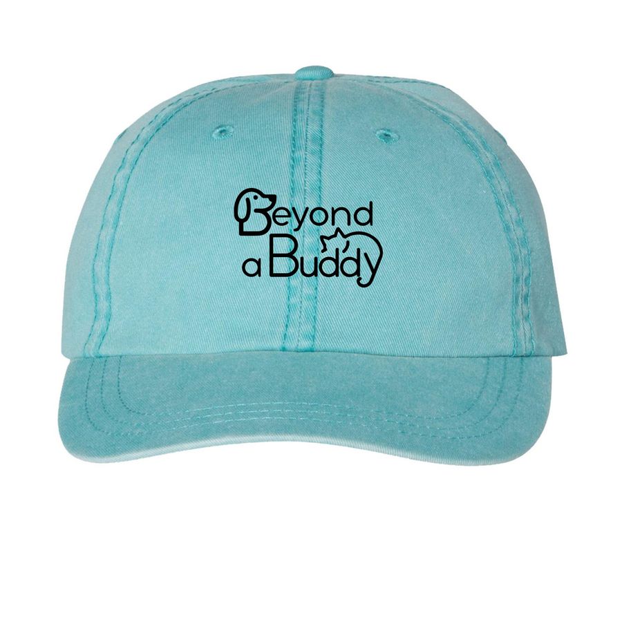 Show Your Buddy Spirit, a Aqua Printed Pigment Dye Baseball Cap