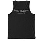 Guns.Ammo.Tanners., a Deep Black Allmade Eco Triblend Tank (back-view)
