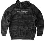 Guns.Ammo.Tanners., a Black Camo Heavyweight Camo Pullover Hoodie (back-view)