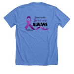 DV Awareness Month 2026, a Heather Columbia Blue Premium Unisex Tee (back-view)