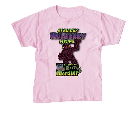 Here Comes the Mulberry Monster!, a Light Pink Youth Unisex Tee
