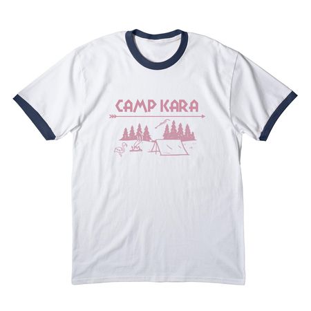 Camp Kara Uniform, a White/ Navy Cotton Ringer Tee