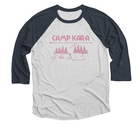 Camp Kara Uniform, a Indigo and Heather White 3/4 Sleeve Baseball Tee