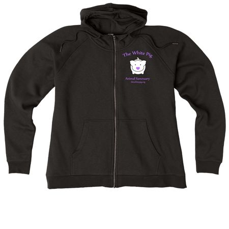 The White Pig Animal Sanctuary, a Deep Black Allmade Women?s Organic CVC Zip-Up Hoodie