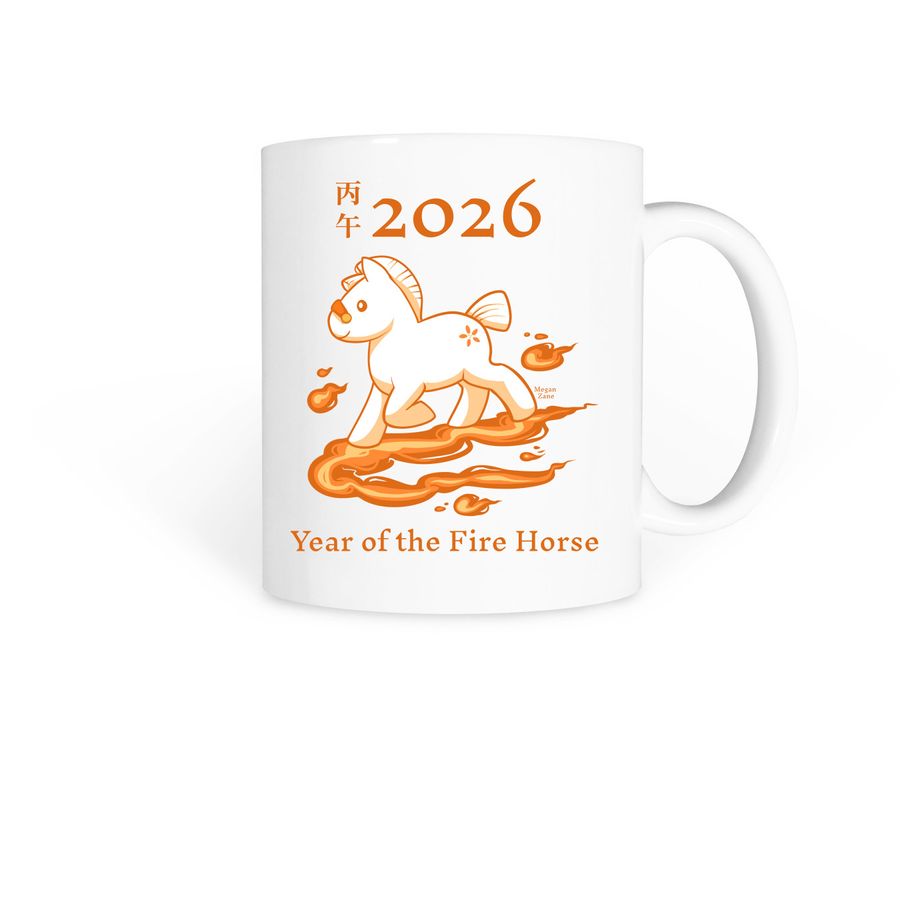2026-Year of the Fire Horse Mug, a White Coffee Mug
