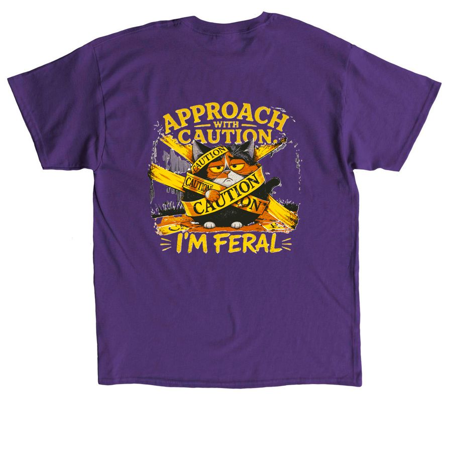 Caution I'm Feral, a Purple Classic Unisex Tee (back-view)