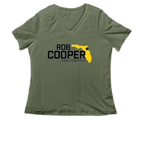 People Over Politics V-Neck Tee, a Military Green Women's Relaxed V-Neck Tee