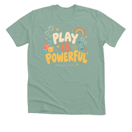 Play Is Powerful, a Heather Dusty Blue Premium Unisex Tee