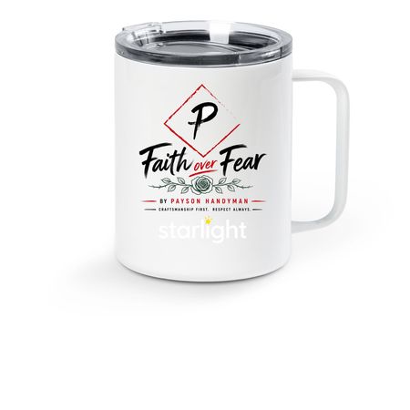 Faith over Fear, a White Stainless Steel Travel Mug