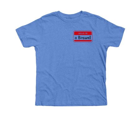Youth Nametag Shirts, a Heather Columbia Blue Premium Youth Tee