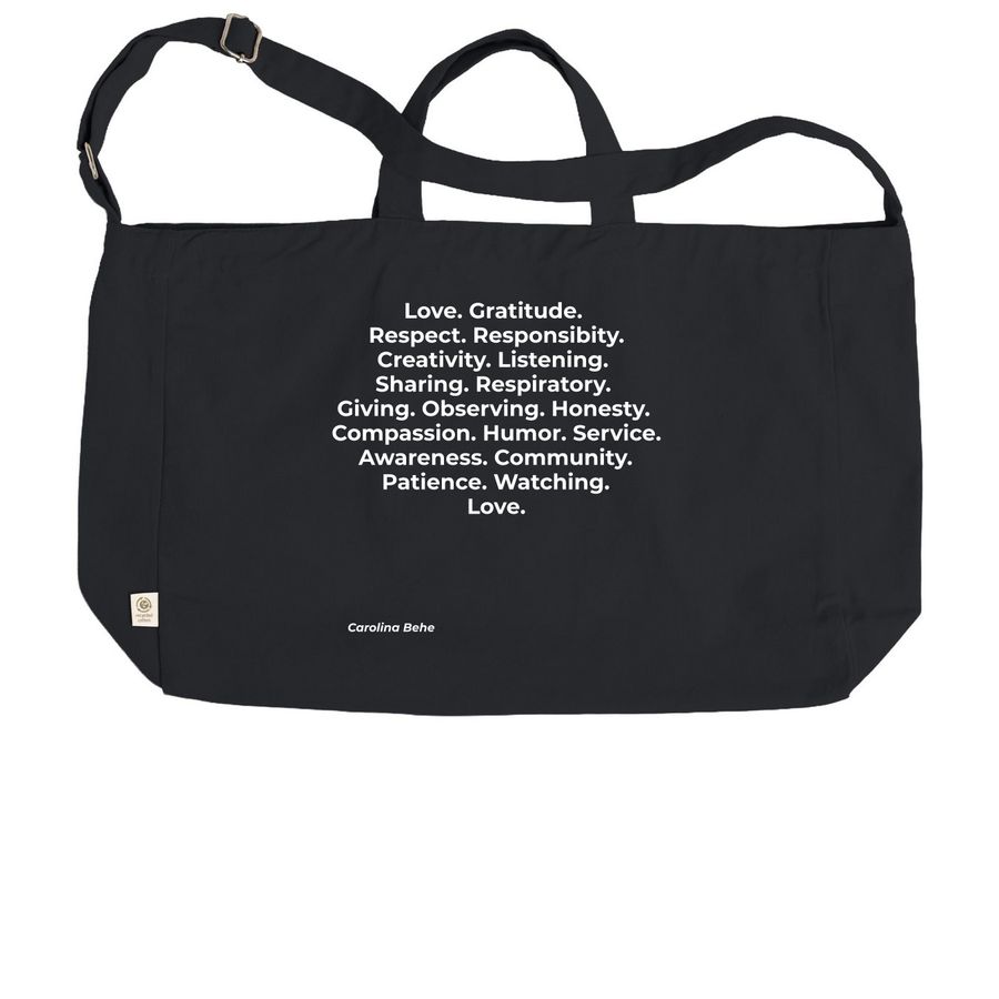 Watching, a Black Reclaimist G2G Tote Bag (back-view)