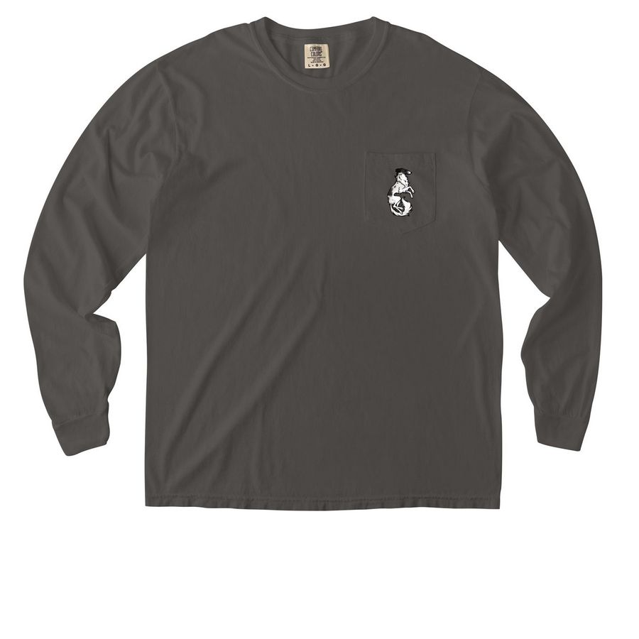 Simple Silken Pocket Tees: Black and White, a Pepper Comfort Colors Long Sleeve Pocket Tee