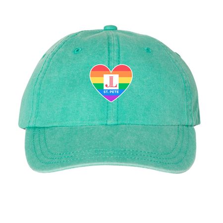 JLSP Rainbow Pride Hat, a Seafoam Printed Pigment Dye Baseball Cap