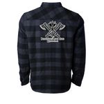 Berserker lawn Care Fall collection, a Charcoal Heather/ Black Unisex Flannel Shirt (back-view)