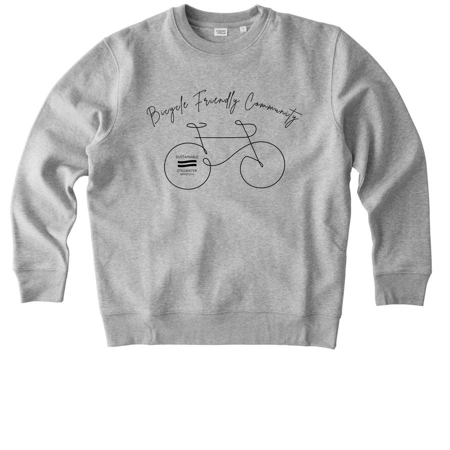 Bicycle Friendly - Long Sleeves, a Heather Grey Stanley/Stella Unisex Changer 2.0 Crewneck Sweatshirt