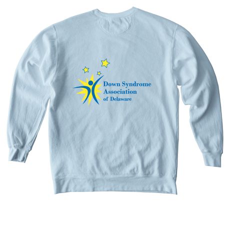 DE Down Syndrome Walk Sweatshirts & Crews, a Chambray Comfort Colors Crewneck Sweatshirt (back-view)