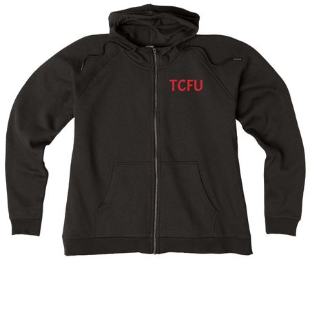 TCFU Zip Up Hoodies, a Deep Black Allmade Women?s Organic CVC Zip-Up Hoodie