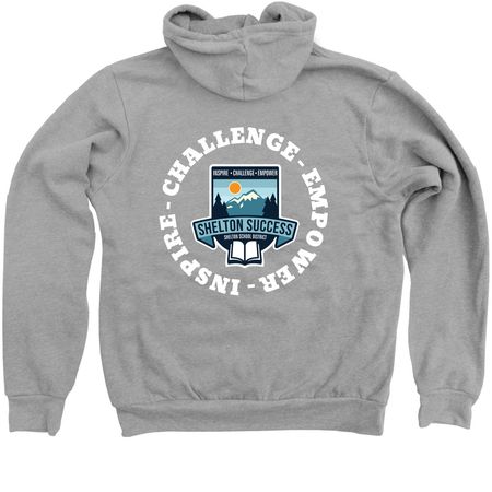 INSPIRE - CHALLENGE - EMPOWER, a Athletic Heather Zip Up Hoodie (back-view)