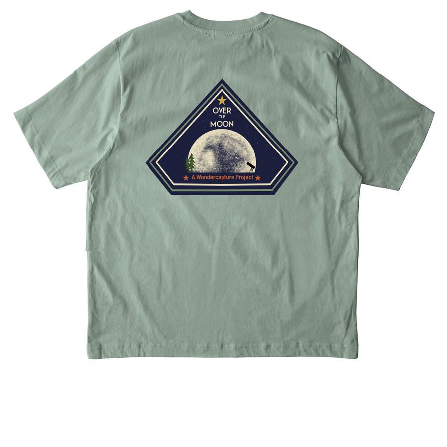 Over the Moon Mission Patch, a Aloe Stanley/Stella Unisex Freestyler Heavyweight Tee (back-view)
