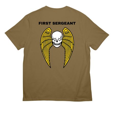 Coyote Brown FIRST SERGEANT, a Coyote Brown All-American Unisex Tee (back-view)