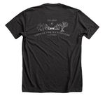 Under the Same Moon & Stars, a Dark Grey Heather Premium Unisex Tee (back-view)