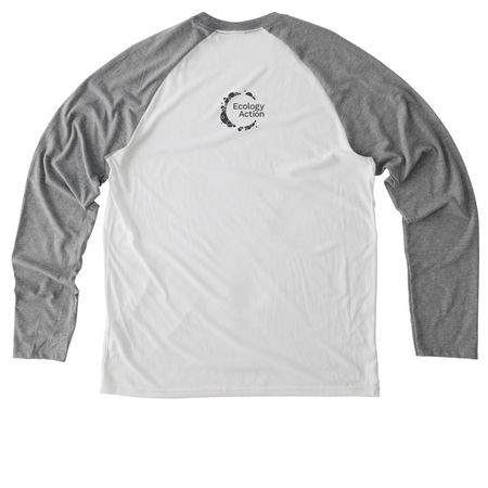 Too Stinking Cute to Pollute, a Aluminum Grey/ Bright White Allmade Eco Triblend Colorblock Raglan Long Sleeve Tee (back-view)