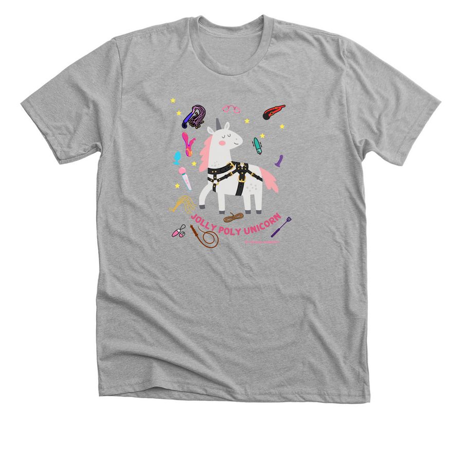 Jolly Poly Unicorn, a Athletic Heather Premium Unisex Tee