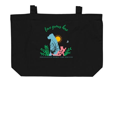 Love Grows Here Tote, a Black Large Organic Cotton Tote Bag