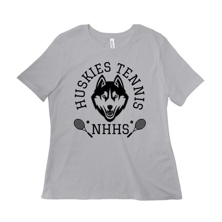 Huskies Tennis NHHS, a Solid Athletic Grey Women?s Relaxed Cotton Tee