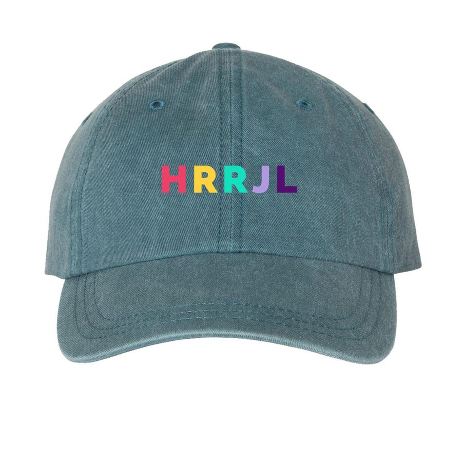 HRRJL Fabric Ball Cap, a Teal Printed Pigment Dye Baseball Cap