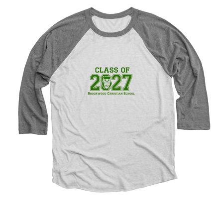 BCS: Class of 2027, a Premium Heather and Heather White 3/4 Sleeve Baseball Tee