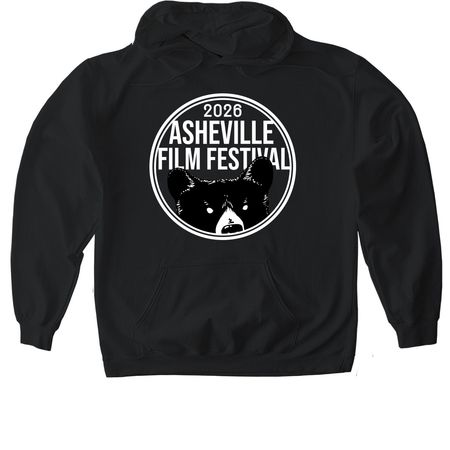 2026 Asheville Film Festival, a Black Gildan Softstyle Pullover Hoodie