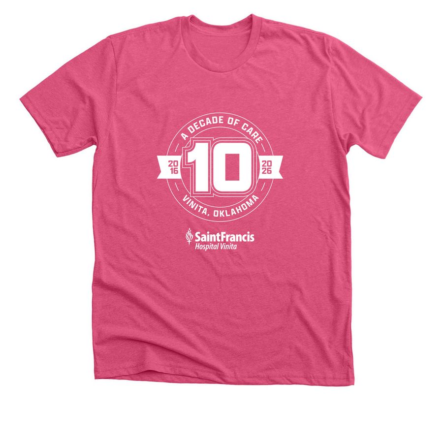 Vinita 10th anniversary shirt, a Heather Charity Pink Premium Unisex Tee