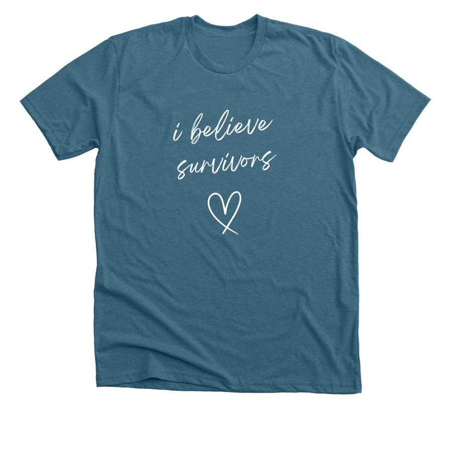 I Believe Survivors ?, a Heather Deep Teal Premium Unisex Tee