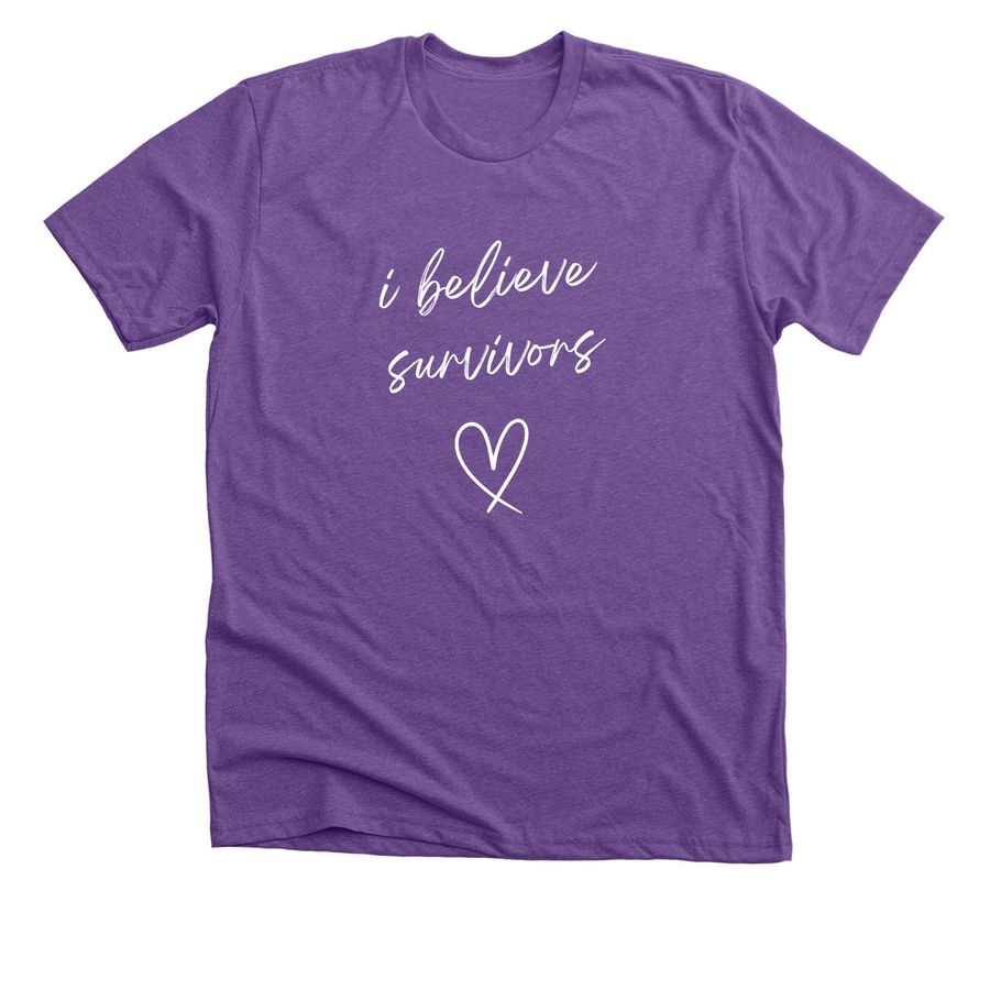 I Believe Survivors ?, a Heather Team Purple Premium Unisex Tee