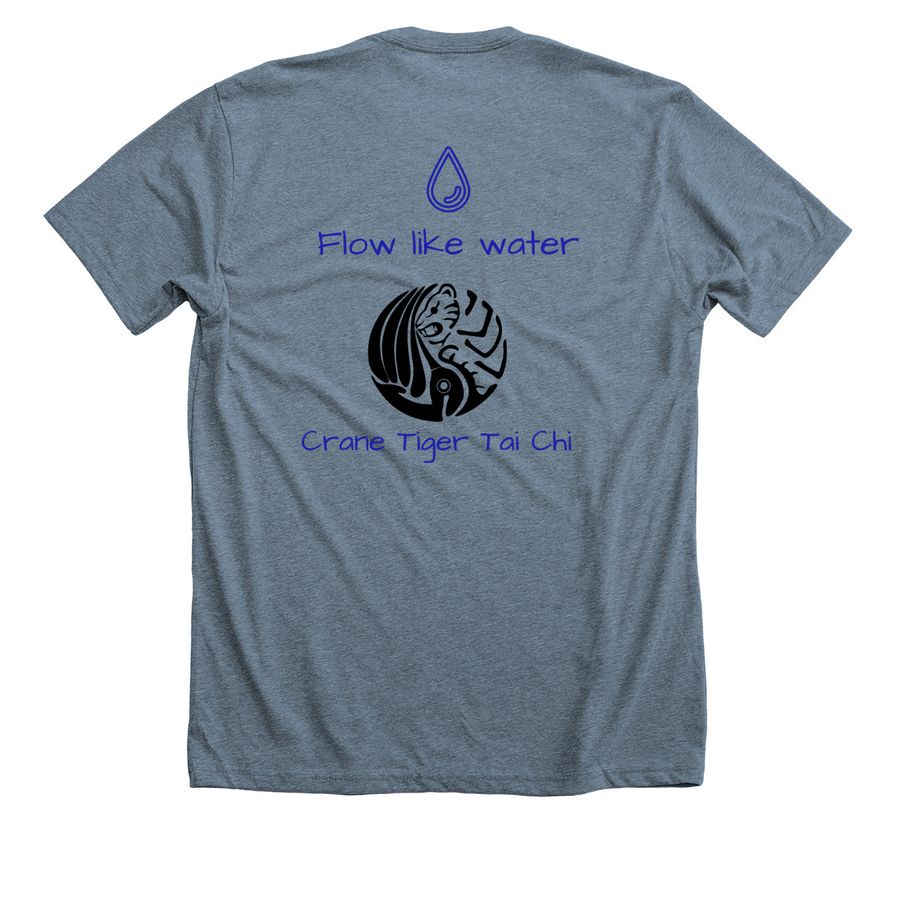 Flow Like Water, a Heather Slate Premium Unisex Tee (back-view)